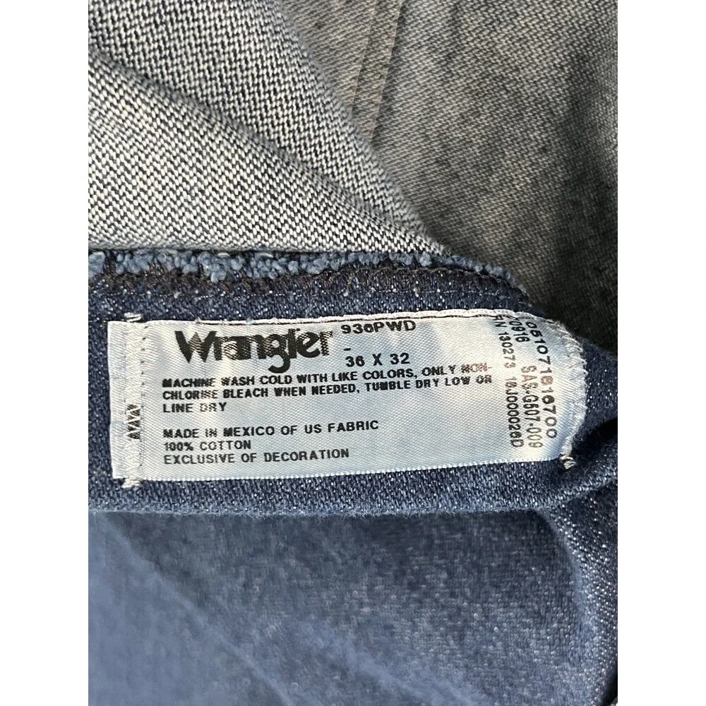 NWT Wrangler Cowboy Cut Jeans Mens 36x32 936 Slim Fit Blue Denim 100% Cotton
